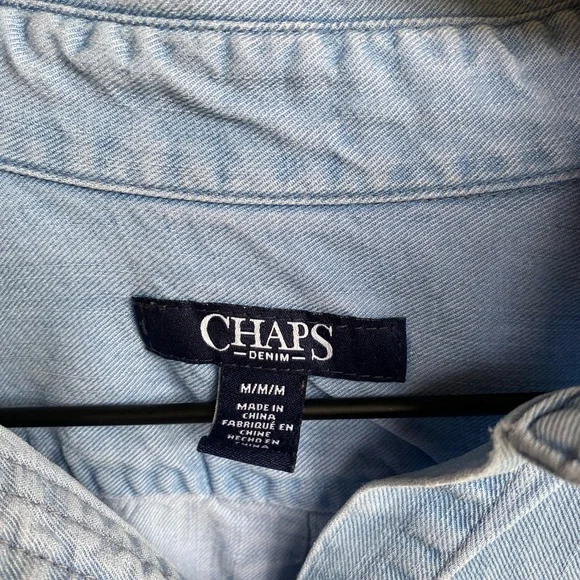 Chaps Denim Long Sleeve Shirt Size Medium classic faded - Picture 5 of 6